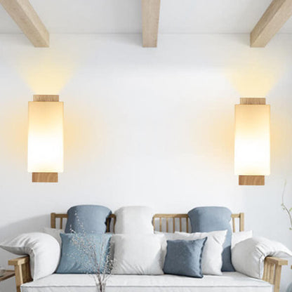 Vivolux | Moderner minimalistischer Massivholz Quadrat Glas Säulen 1-Lampe Wand sconces Leuchte