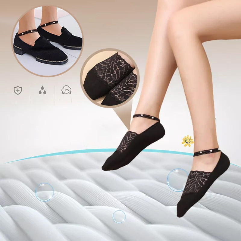 Vivolux | Elegante Perlen Spitzen Socken