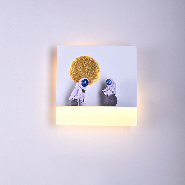 Vivolux | Zeitgenössische kreative Eisenharz runde Astronaut LED Wandleuchte Lampe für Schlafzimmer