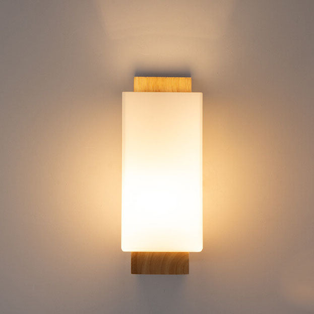 Vivolux | Moderner minimalistischer Massivholz Quadrat Glas Säulen 1-Lampe Wand sconces Leuchte