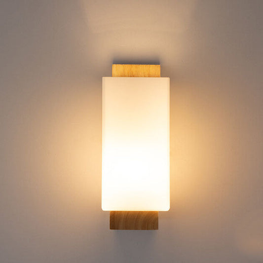 Vivolux | Moderner minimalistischer Massivholz Quadrat Glas Säulen 1-Lampe Wand sconces Leuchte
