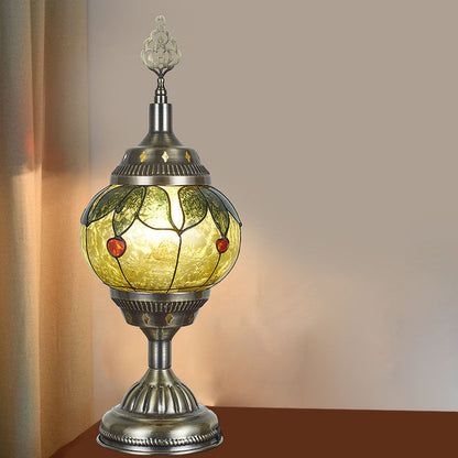 Vivolux | Traditionelle Tiffany romantische ovale Eisen emailierte 1-Licht Tischlampe für das Schlafzimmer