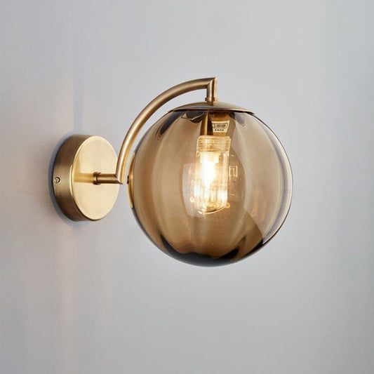 Vivolux | Zeitgenössische skandinavische runde Kugel Eisen Glas 1-Licht Wandlampe für Wohnzimmer