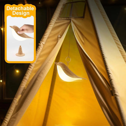Vivolux | Touch-Control Holzvogel Nachtlicht - Wiederaufladbare LED Nachttischlampe