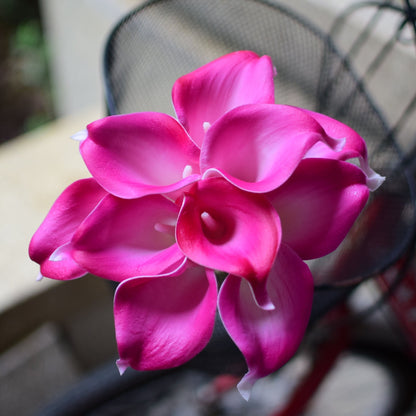 Vivolux | 10 marineblaue Calla-Lilien PU Real Touch Blumen Hochzeitsdekoration Sträuße Tischdekoration Kunstblumen Wohnkultur