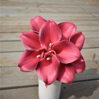 Vivolux | 10 marineblaue Calla-Lilien PU Real Touch Blumen Hochzeitsdekoration Sträuße Tischdekoration Kunstblumen Wohnkultur