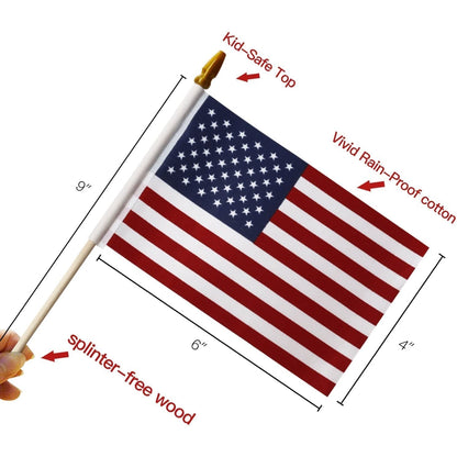 Vivolux | 100-Pack: USA 4x6 in Holzstabflagge