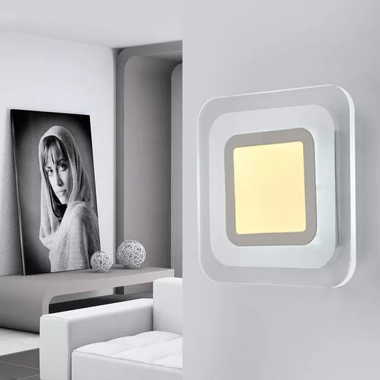 Vivolux | Weiße schlanke quadratische LED-Wandaufbau Einfacher Stil Acryl-Wandleuchte für Treppen