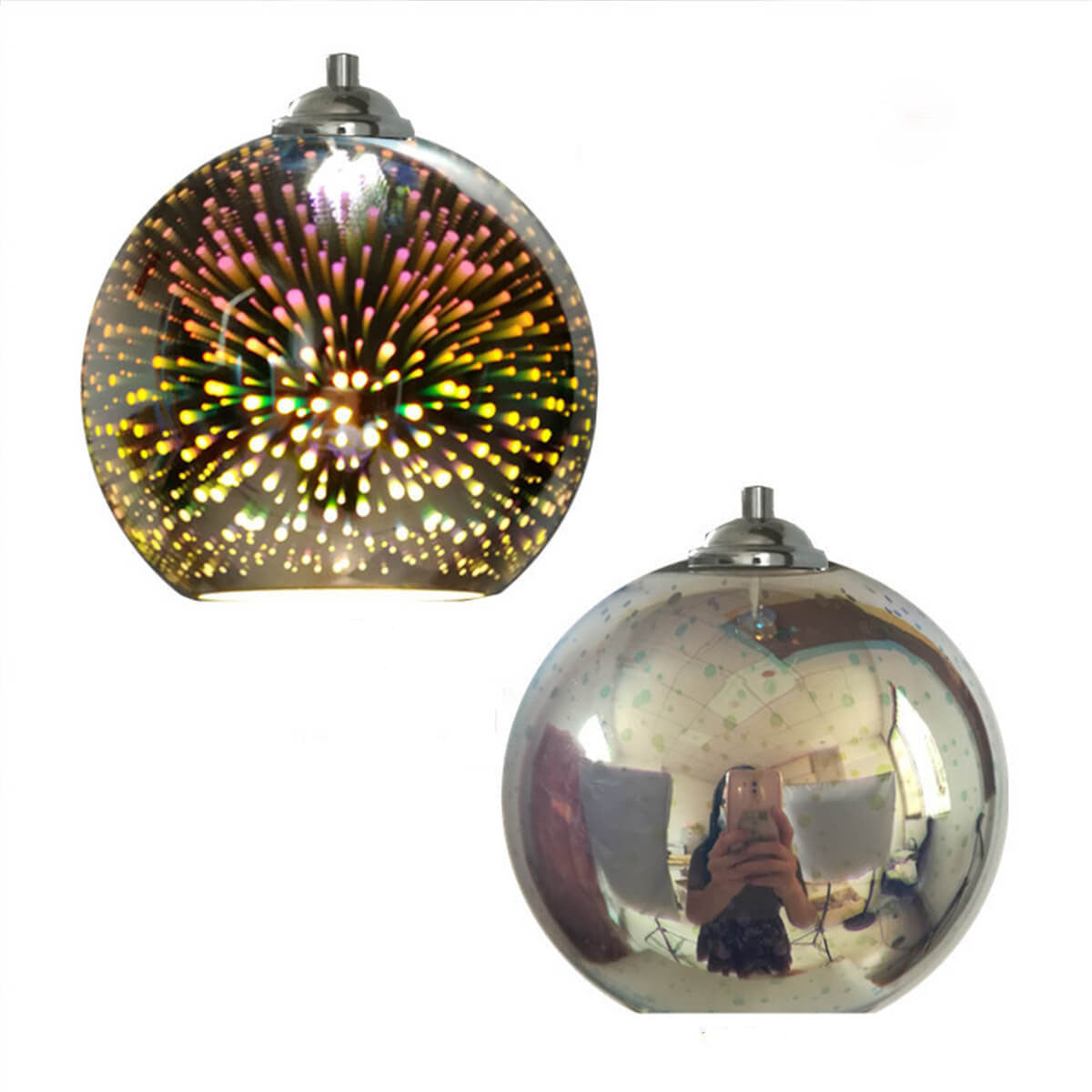 Vivolux | Moderne kreative 3D bunte Feuerwerksglas 1-Licht Kuppel Pendelleuchte