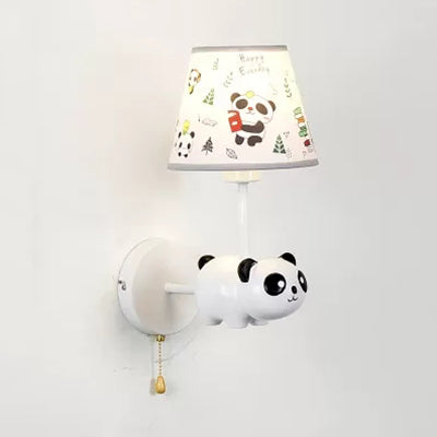 Vivolux | Kindergarten Panda Wandleuchte mit Stoffschirm Resin 1 Kopf Tier Weiß Wandlampe