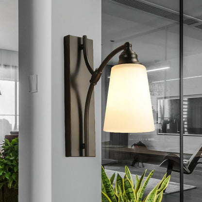 Vivolux | Klassische konische Wandmontage-Leuchte mit einem Kopf mattglas Wandlicht-Armatur in Schwarz