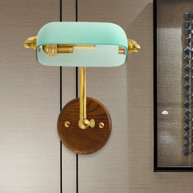 Vivolux | Glänzende Glas Rechteck Wandbeleuchtungsanlage Vintage Einzelne Glühbirne Wohnzimmer Wandlampe in Grün/Hellgrün