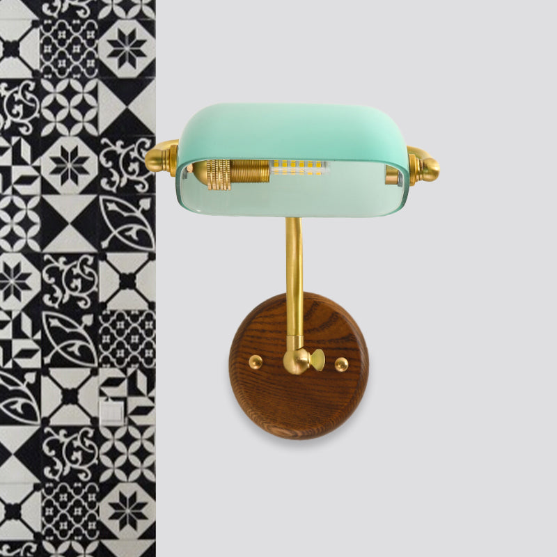 Vivolux | Glänzende Glas Rechteck Wandbeleuchtungsanlage Vintage Einzelne Glühbirne Wohnzimmer Wandlampe in Grün/Hellgrün