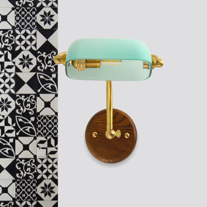 Vivolux | Glänzende Glas Rechteck Wandbeleuchtungsanlage Vintage Einzelne Glühbirne Wohnzimmer Wandlampe in Grün/Hellgrün