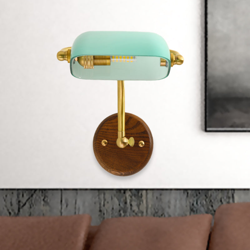 Vivolux | Glänzende Glas Rechteck Wandbeleuchtungsanlage Vintage Einzelne Glühbirne Wohnzimmer Wandlampe in Grün/Hellgrün