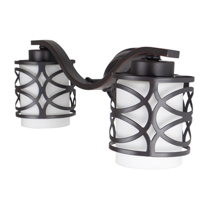 Vivolux | Zylinder Milchglas Wandlampe Klassisch 2-Glühbirnen Duschraum Badlampe mit hohlem Rahmen in Schwarz