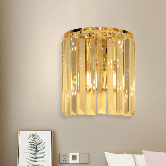Vivolux | 1 Kopf Wandmontierte Lichtarmatur Einfache halbzylindrische Kristallblock-Wandlampe Beleuchtung in Gold
