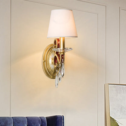 Vivolux | 1 Glühlampe Wandleuchte Traditionelle Goldene Kegelförmige Wohnzimmer Wandlampe mit/ohne Stoffschirm