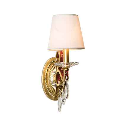 Vivolux | 1 Glühlampe Wandleuchte Traditionelle Goldene Kegelförmige Wohnzimmer Wandlampe mit/ohne Stoffschirm
