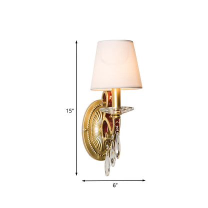 Vivolux | 1 Glühlampe Wandleuchte Traditionelle Goldene Kegelförmige Wohnzimmer Wandlampe mit/ohne Stoffschirm