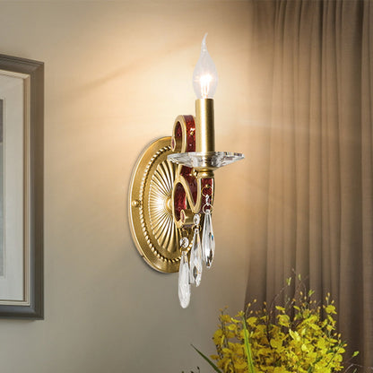 Vivolux | 1 Glühlampe Wandleuchte Traditionelle Goldene Kegelförmige Wohnzimmer Wandlampe mit/ohne Stoffschirm
