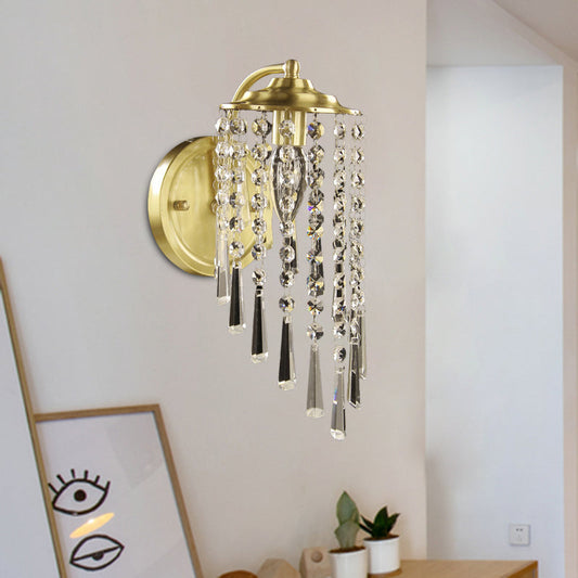 Vivolux | Kristallkette Messing Wandlampe Wirbel 1 Kopf Landhausstil Wandmontierte Leuchte