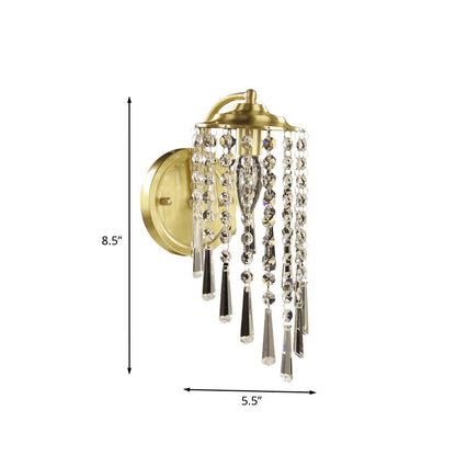 Vivolux | Kristallkette Messing Wandlampe Wirbel 1 Kopf Landhausstil Wandmontierte Leuchte