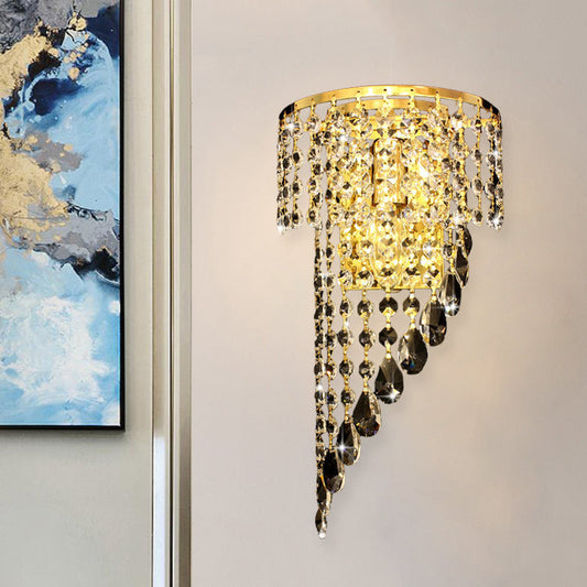 Vivolux | Wirbelnde Nachttisch Wandlampe Landhausstil Kristallkette 1 Kopf Gold Wandleuchte