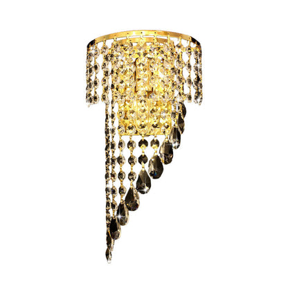 Vivolux | Wirbelnde Nachttisch Wandlampe Landhausstil Kristallkette 1 Kopf Gold Wandleuchte