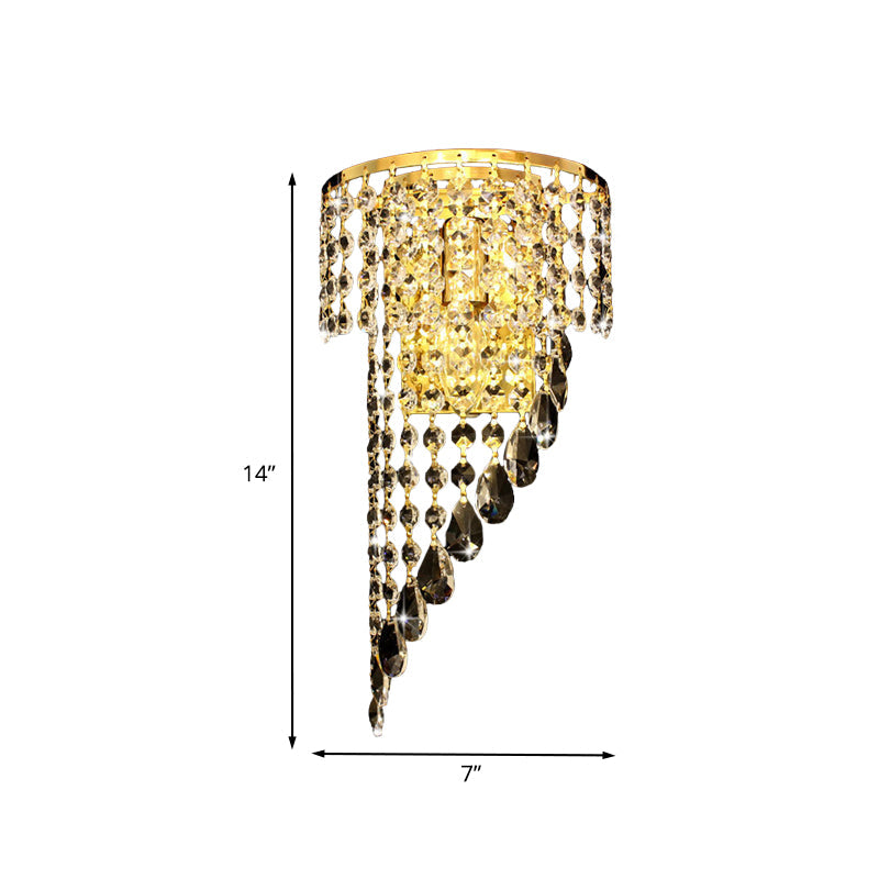 Vivolux | Wirbelnde Nachttisch Wandlampe Landhausstil Kristallkette 1 Kopf Gold Wandleuchte