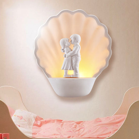Vivolux | Weiße Wandlampe für Paare mit Muschelromantik  
Gips-Wandleuchte in Weiß für das Arbeitszimmer