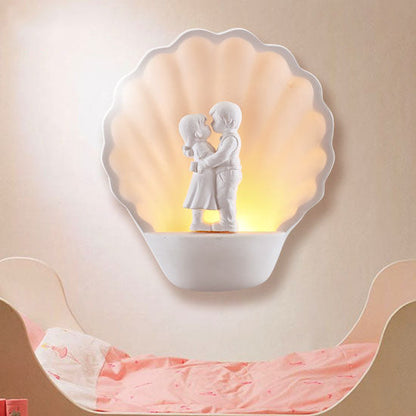 Vivolux | Weiße Wandlampe für Paare mit Muschelromantik  
Gips-Wandleuchte in Weiß für das Arbeitszimmer