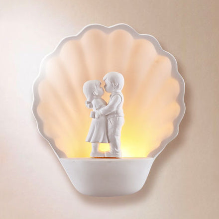 Vivolux | Weiße Wandlampe für Paare mit Muschelromantik  
Gips-Wandleuchte in Weiß für das Arbeitszimmer