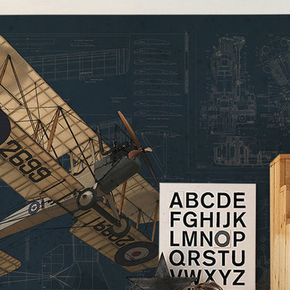 Vivolux | Alter Flugzeug Wandmural Aufkleber für das Kinderzimmer, Neutrale Farbe, Anpassbare Größe verfügbar