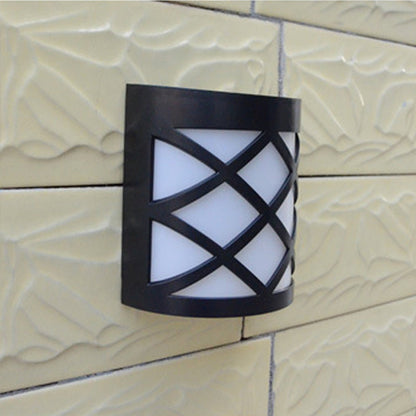 Vivolux | Retro Semi-Zylinder Flush Wand Sconce Kunststoff Innenhof RGB LED Wandmontage Leuchte mit Rhombus/Rechteck/Gitterkäfig in Schwarz