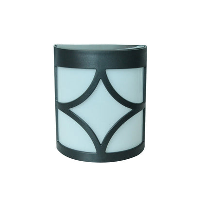 Vivolux | Retro Semi-Zylinder Flush Wand Sconce Kunststoff Innenhof RGB LED Wandmontage Leuchte mit Rhombus/Rechteck/Gitterkäfig in Schwarz