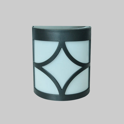 Vivolux | Retro Semi-Zylinder Flush Wand Sconce Kunststoff Innenhof RGB LED Wandmontage Leuchte mit Rhombus/Rechteck/Gitterkäfig in Schwarz