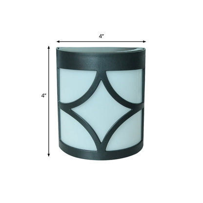 Vivolux | Retro Semi-Zylinder Flush Wand Sconce Kunststoff Innenhof RGB LED Wandmontage Leuchte mit Rhombus/Rechteck/Gitterkäfig in Schwarz
