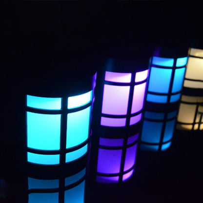 Vivolux | Retro Semi-Zylinder Flush Wand Sconce Kunststoff Innenhof RGB LED Wandmontage Leuchte mit Rhombus/Rechteck/Gitterkäfig in Schwarz