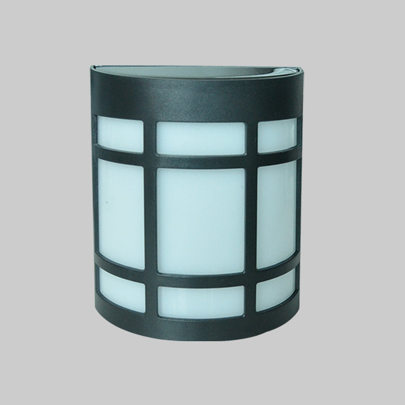 Vivolux | Retro Semi-Zylinder Flush Wand Sconce Kunststoff Innenhof RGB LED Wandmontage Leuchte mit Rhombus/Rechteck/Gitterkäfig in Schwarz