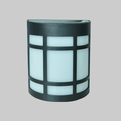 Vivolux | Retro Semi-Zylinder Flush Wand Sconce Kunststoff Innenhof RGB LED Wandmontage Leuchte mit Rhombus/Rechteck/Gitterkäfig in Schwarz