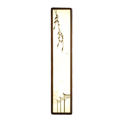 Vivolux | Acryl Rechteck Wandlicht Flush Mount Aziatisch Bruin LED Wandlamp Sconces met Bamboe en Huispatroon