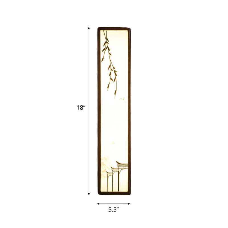 Vivolux | Acryl Rechteck Wandlicht Flush Mount Aziatisch Bruin LED Wandlamp Sconces met Bamboe en Huispatroon