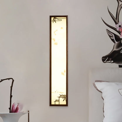 Vivolux | Acryl Rechteck Wandlicht Flush Mount Aziatisch Bruin LED Wandlamp Sconces met Bamboe en Huispatroon