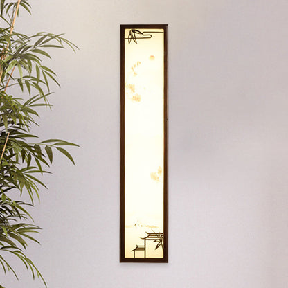 Vivolux | Acryl Rechteck Wandlicht Flush Mount Aziatisch Bruin LED Wandlamp Sconces met Bamboe en Huispatroon