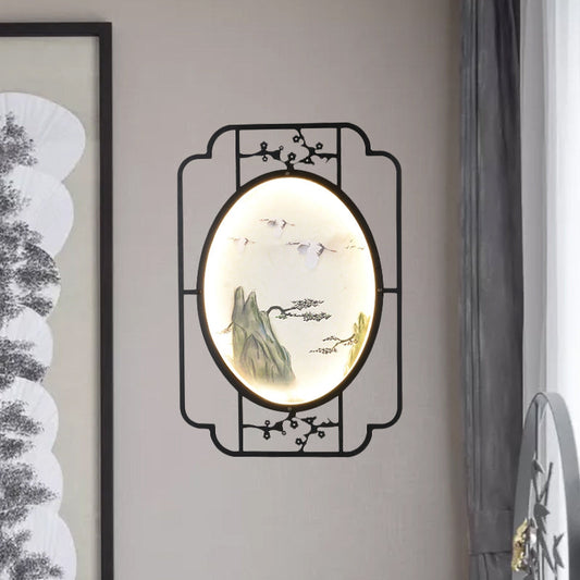 Vivolux | Stof Halcyon LED Muurlamp Aziatisch Zwart Wandlamp Verlichting Armatuur met Rechthoekig Frame