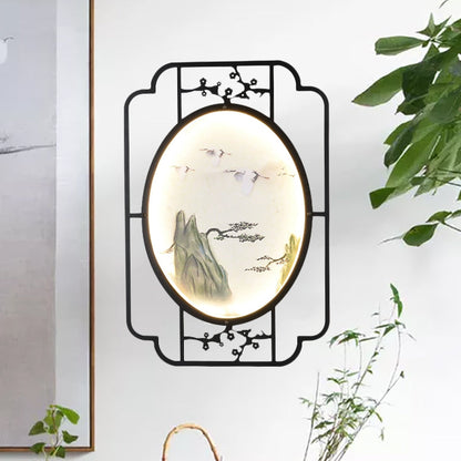 Vivolux | Stof Halcyon LED Muurlamp Aziatisch Zwart Wandlamp Verlichting Armatuur met Rechthoekig Frame