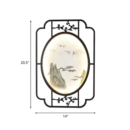 Vivolux | Stof Halcyon LED Muurlamp Aziatisch Zwart Wandlamp Verlichting Armatuur met Rechthoekig Frame