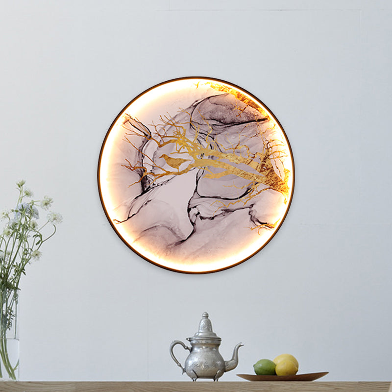 Vivolux | Asiatische Blumen/Vogel Stoff Wandbeleuchtung LED Wandlicht Armatur in Schwarz für das Wohnzimmer