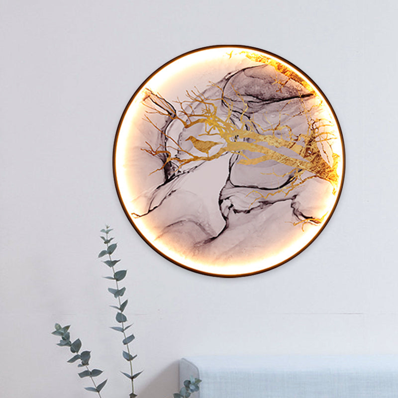 Vivolux | Asiatische Blumen/Vogel Stoff Wandbeleuchtung LED Wandlicht Armatur in Schwarz für das Wohnzimmer